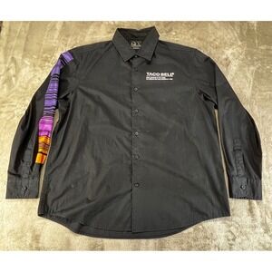 Taco Bell Button Down Shirt Mens L Black Good Graphic Sleeve Uniform Long Sleeve